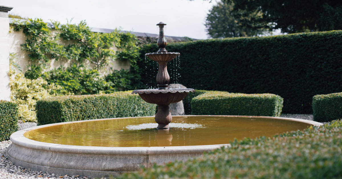 The beautiful water fountain, that you could hear while doing yoga.